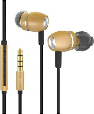 Ksix Sky Aluminium În ureche Handsfree cu Mufă 3.5mm Aur