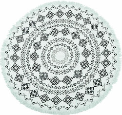 Palamaiki YH068 Beach Towel Round White with Fringes Diameter 150cm.