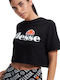 Ellesse Crop Top Sportiv pentru Femei cu Mâneci Scurte Antracit