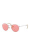 Ray Ban Round Metal Sunglasses with Silver Metal Frame and Red Lens RB3447 9065V7