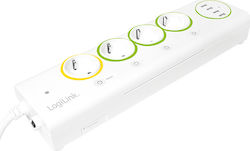 LogiLink LogiSmart 4-way socket outlet Πολύπριζο 4 Θέσεων με Διακόπτη και 4 USB Λευκό