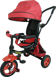 Zita Toys Kids Tricycle with Storage Basket, Push Handle & Sunshade for 12+ Months Red