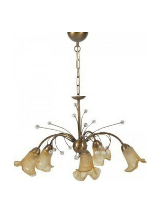 Homeplus Ascona Bronze Pendant Light Bronze for 5 Bulbs E14, E.14 60cm