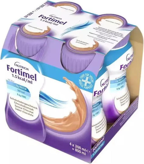 Nutricia Fortimel 1.5kcal Ειδικό Συμπλήρωμα Διατροφής 4 x 200ml Σοκολάτα