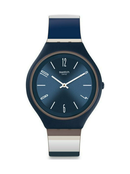 Swatch Skinkiss Uhr mit Blau Kautschukarmband