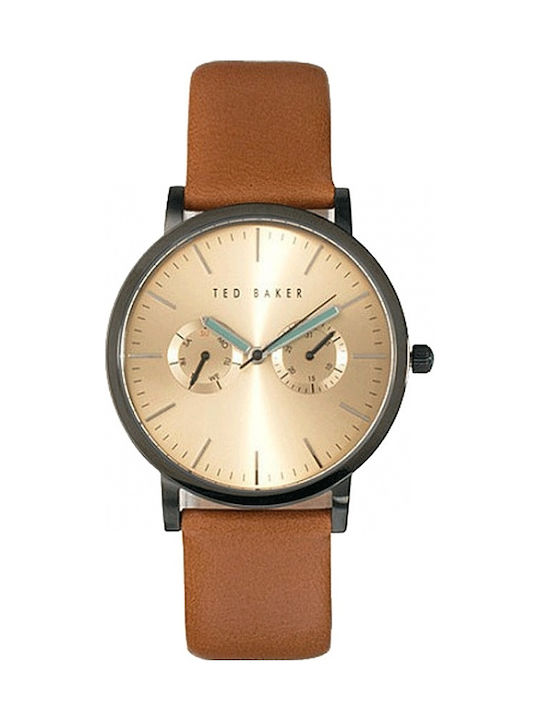 Ted Baker Uhr Chronograph Batterie mit Braun Lederarmband TE10009249