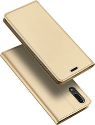 Dux Ducis Skin Pro Carte Piele artificială Aur (Huawei P20)