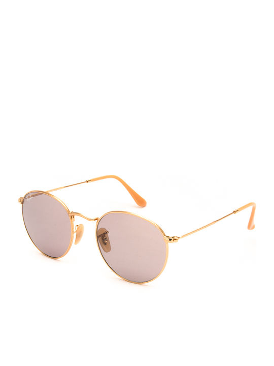 Ray Ban Round Metal Unisex Γυαλιά Ηλίου με Χρυσό Μεταλλικό Σκελετό και Μωβ Φακό