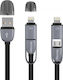 Forever Редовен USB към Мълния / микро USB Кабел Сив 1м