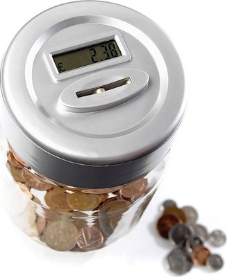 Smart Safe Jar Money Box Plastic Transparent 12x12x17cm