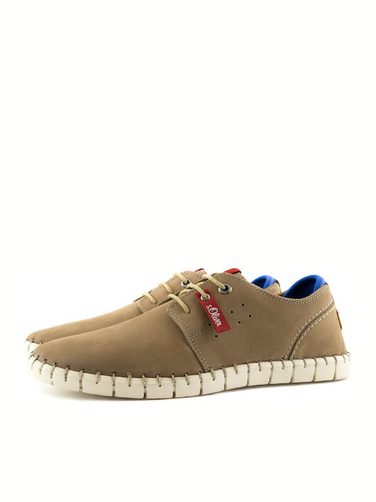 Men's Leather Casual Shoes Beige 5-13616-20 324