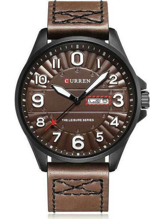 Curren M Men's Watch 45mm Battery with Brown Le...