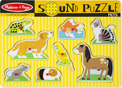 Ξύλινο Παιδικό Puzzle Σφηνώματα Pets Sound 8pcs Melissa & Doug