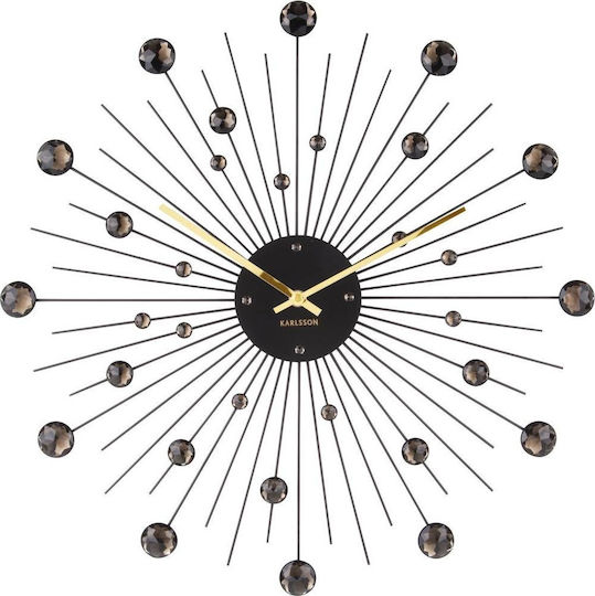 Karlsson Sunburst Crystal Wall Clock Metallic Black Ø50cm