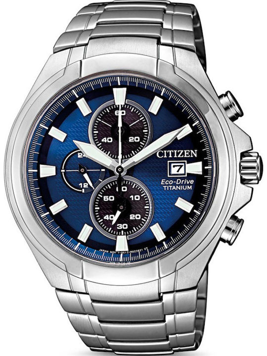 Citizen Ceas Barbati 43mm Cronograf Eco - Drive cu Brățară Argintie din Metal
