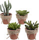 Inart Artificial Plant in Small Pot Multicolour 12pcs