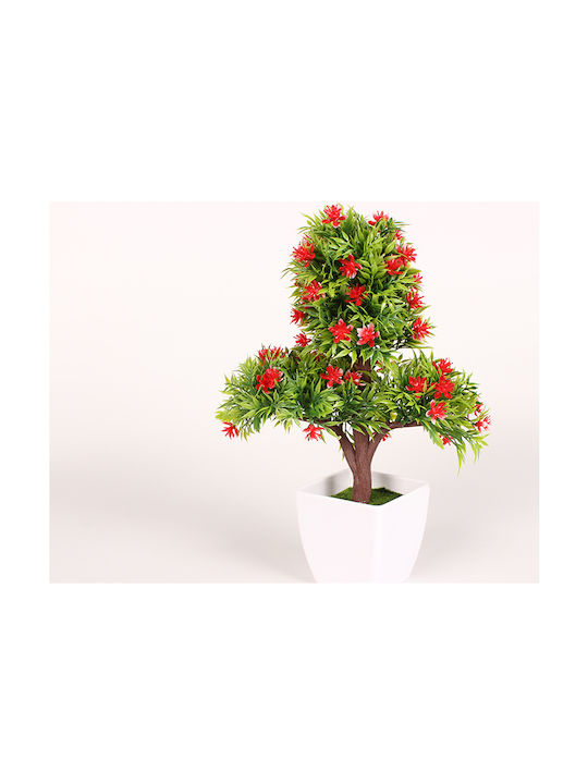 Keskor Artificial Plant in Small Pot Bonsai Red...