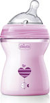 Chicco Plastikflasche Natural Feeling Gegen Koliken mit Silikonsauger für 2+ Monate Pink Stern 250ml 1Stück