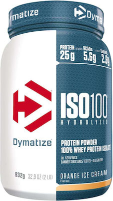 Dymatize ISO 100 Hydrolyzed Proteină din Zer Fără gluten cu Aromă de Înghețată de portocale 932gr