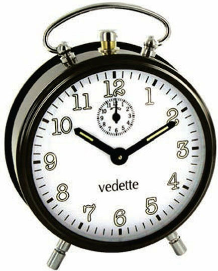 Vedette Tischuhr mit Zeigern Metallisch mit Wecker Schwarz VR70001