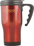 Escape Ποτήρι-Θερμός Glass Thermos Stainless Steel Red with Mouthpiece and Handle 13177