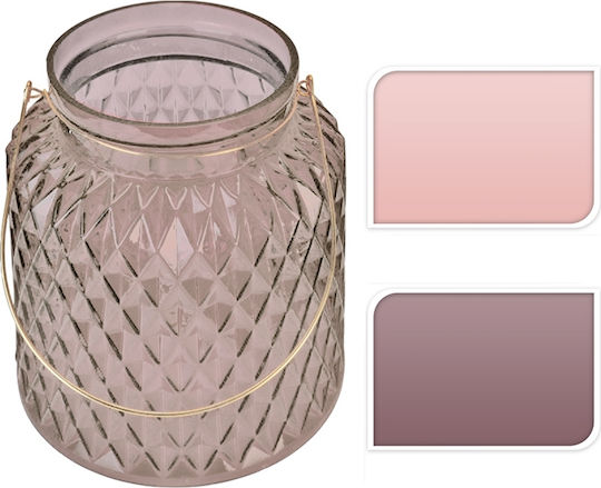 Zaros Laterne Glas Rosa 21.5x21.5x25cm 1Stück