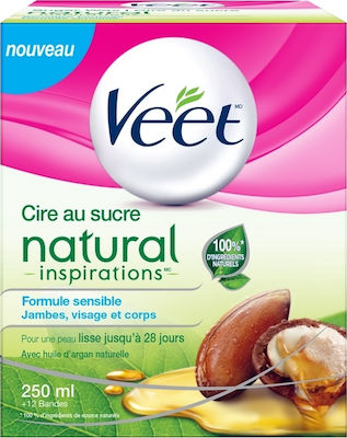 Veet Natural Inspirations with Natural Argan Oil Benzi de Epilat pentru Față & Corp 250ml