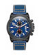 Breeze Renegade Men's Watch 48mm Chronograph Battery with Blue Leather Strap