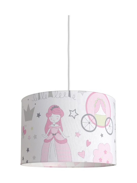 Veis Hesperis Kids - Love Princess Single Bulb Kids Lighting Pendant of Fabric 60W with Drive Size E27 In Pink Colour