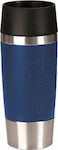 Tefal Travel Mug Glas Thermosflasche Rostfreier Stahl Blau 360ml mit Mundstück K30821