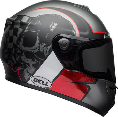 Bell SRT Hart Luck Full Face Helmet ECE 22.05 1500gr Charcoal/White/Red Skull