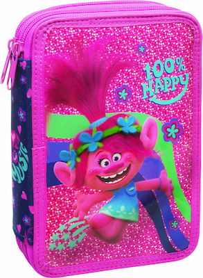 Gim Trolls Happy Music Pencil Case Full with 2 Compartments Fuchsia