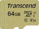 Transcend 500S microSDXC 64GB U3 V30 UHS-I 95MB/s με αντάπτορα
