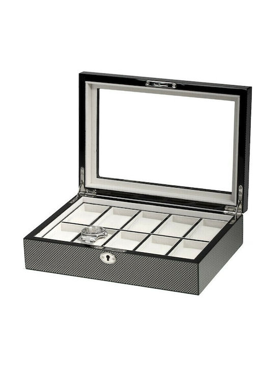Rothenschild Wooden Case with transparent lid for 20 watches in Black color RS-2071-10CA