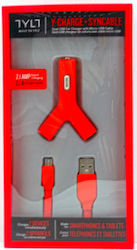 Tylt Y-Charge & Micro USB Car Charger with Ports 2xUSB-A and Cable Micro-USB