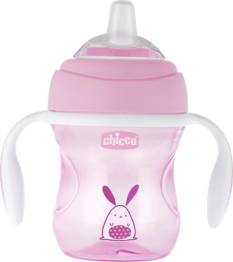 Chicco Transition Cup Educational Sippy Cup Plastic with Handles Pink for 4m+m+ 200ml
