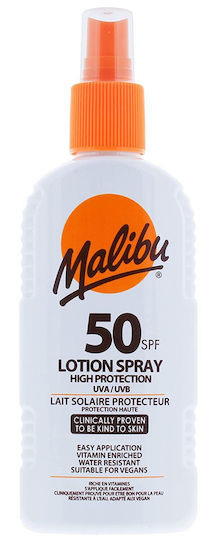 Malibu Αδιάβροχη Αντηλιακή Λοσιόν για το Σώμα SPF50 σε Spray 200ml