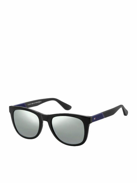 Tommy Hilfiger Men's Sunglasses with Black Plastic Frame and Silver Mirror Lens TH1559/S 807/T4