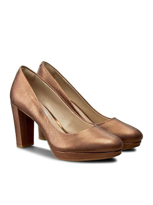 Clarks Kendra Sienna Leder Pumps mit Chunky hoh...