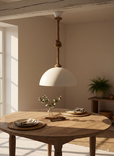 Heronia SFERA/36 1/L ROPE UT-WH Lustră Suspendată Alb 36x65cm.