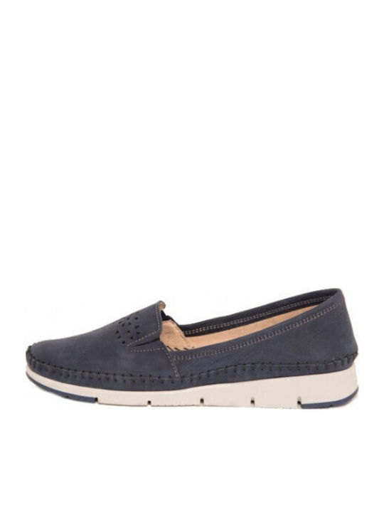 Anatomische Damen Slip-Ons Leder Marineblau