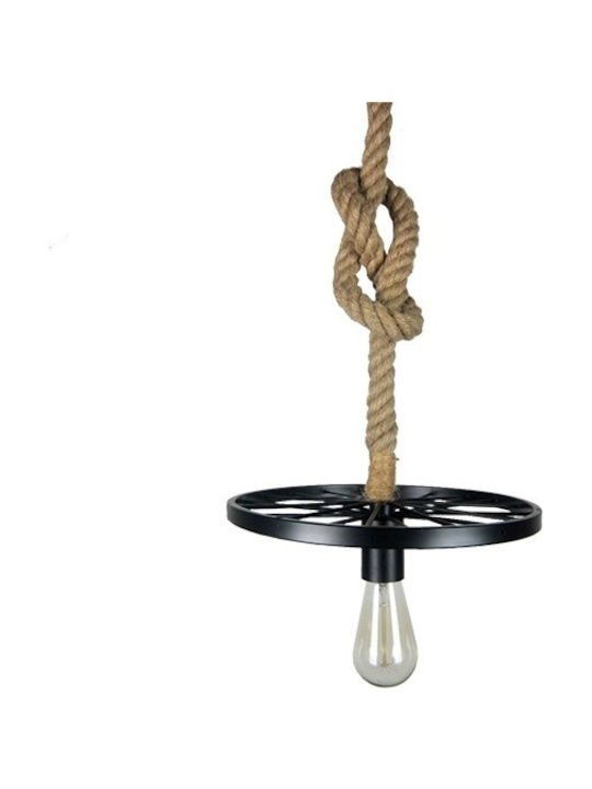 GloboStar Industrial Pendant Lamp with Rope E27 Black