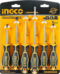 Ingco Set 6 Magnetic Electrician Screwdrivers with 6 Interchangeable Tips