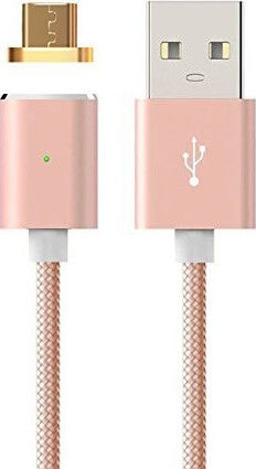 Magnetic USB 2.0 to micro USB Cable Ροζ 1m