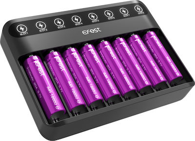 Efest Lush Q8 Charger 8 Batteries Li-ion Size 18650/16340/14500