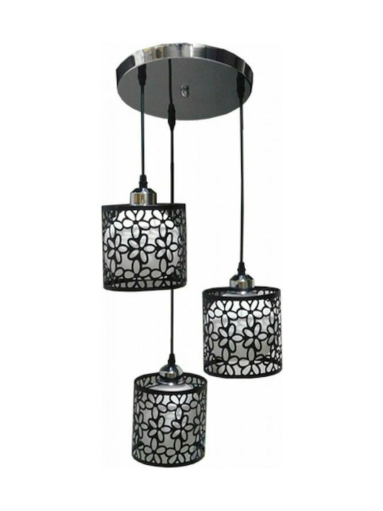 GloboStar Rainelda Pendant Lamp 3xE27 Black