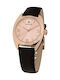 Hoops Rose Watch with Black Leather Strap