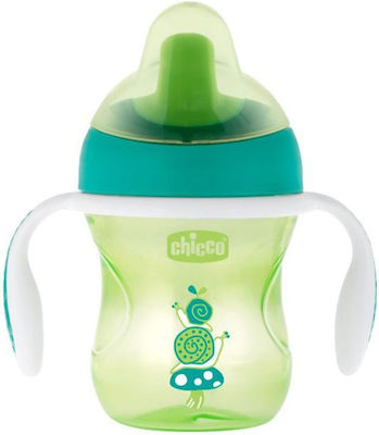 Chicco Training Cup Educational Sippy Cup Plastic with Handles Green for 6m+m+ 200ml