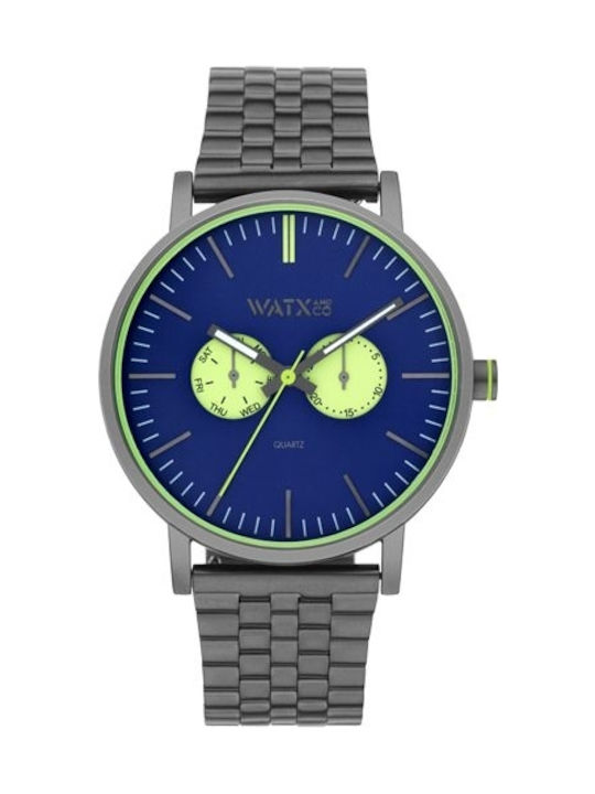 WATX & CO Ανδρικό Ρολόι 44mm Μπαταρίας με Γκρι / Γκρι Μεταλλικό Μπρασελέ