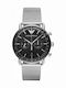 Emporio Armani Aviator Herrenuhr 43mm Chronograph Batterie mit Silber Metallarmband